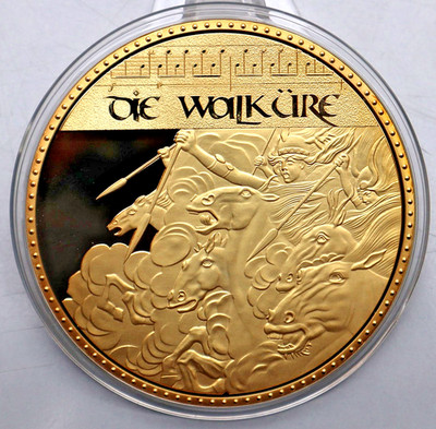GIGANT-MEDAILLE: RICHARD WAGNER - DIE WALKÜRE, Cu vergoldet, PP, 110 g, COA, C34