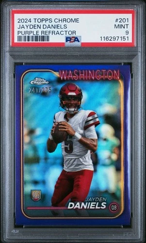 2024 Topps Chrome - Rookies Jayden Daniels #201 Purple Refractor /275 PSA 9