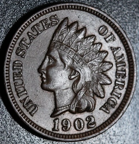 1902 INDIAN HEAD CENT - With LIBERTY & 4 DIAMONDS - AU UNC