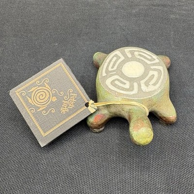 Mini Raku Fetish Turtle Signed Jeremy Diller Studio Pottery figurine With Tags
