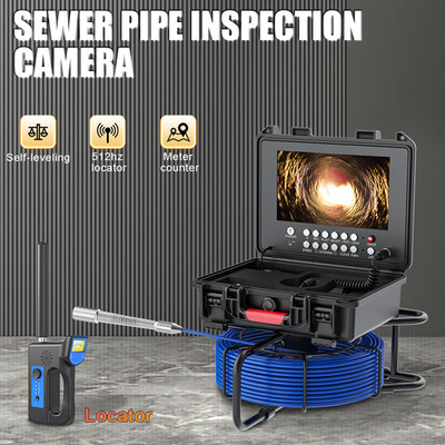 9'' 50M Sewer Camera Pipe Inspection Camera 512HZ Locator Self-Leveling Counter