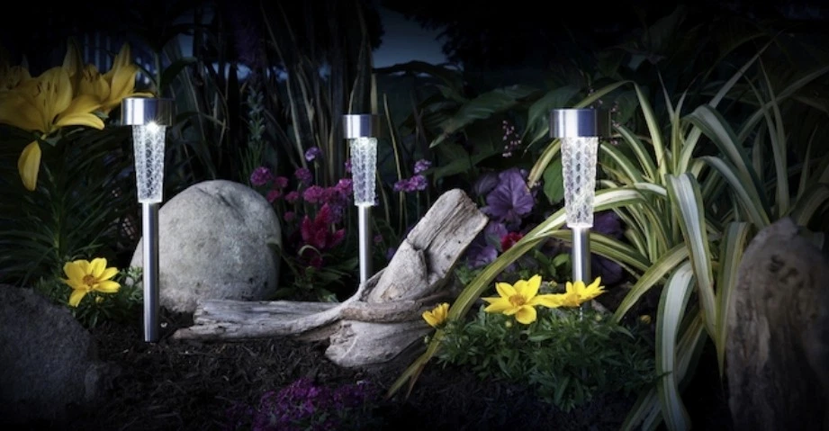 Moonrays 3-Pack Stainless Steel Solar LED Stake Lights, 3 Light Stakes - Image 2 of 4