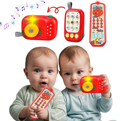 Kleinkind Spielzeug Set Rot Fernbedienung Kamera Telefon Interaktiv Licht Sound Lernen