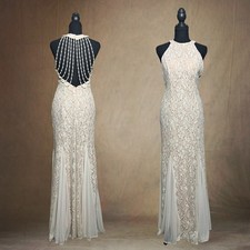 Champagne Sparkle Mermaid Dress   Beaded Back Necklace Detail