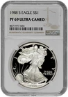 1988 S S$1 Proof Silver American Eagle Dollar NGC Graded PF 69 Ultra Cameo