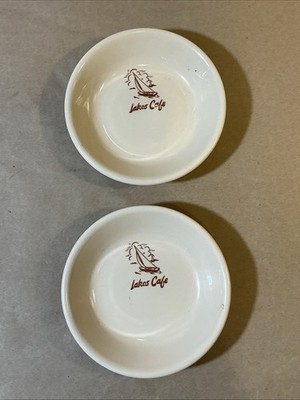 Pair Of Vintage Bowls Jackson China Lakos Cafe Muskegon Michigan As Is INV-B4F21