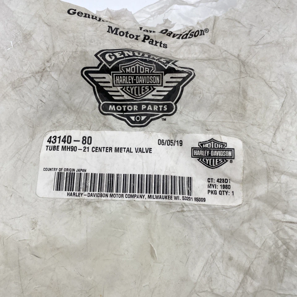 Tubo interior de neumático de válvula central de metal de 21 pulgadas OEM Harley 43140-80 06-16 Softail XL Foto 2 de 4