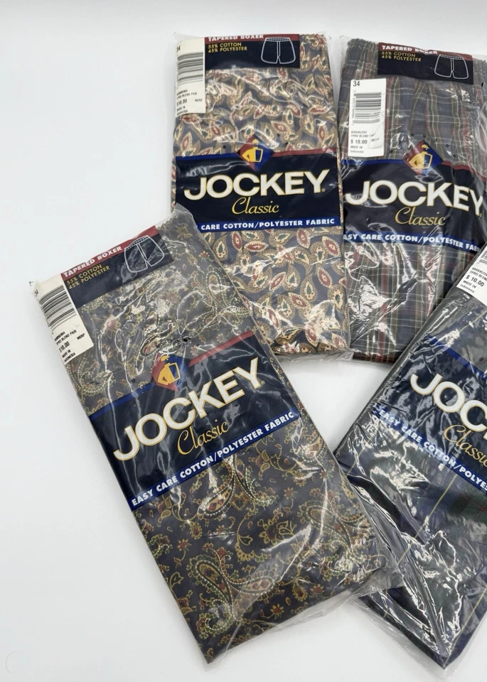 Cantidad 4 Boxer Cónico Clásico Jockey De Colección Nuevo de Lote Antiguo Talla 34 Cuadros 2000 Y2K Cachemira Foto 2 de 4