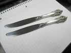 (2) Wallace Grande Baroque Sterling 8 7/8" Dinner Knives No Monos Excellent!