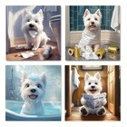 4pcs  Funny Dog   Playful Dog Scenes FD   Wall Art  Canvas Unframed/Framed