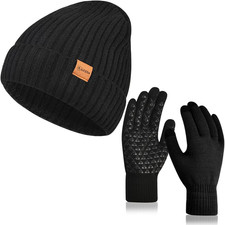 Winter Beanie Hat and Touchscreen Gloves Set for Men and Women,Beanie Gloves Set