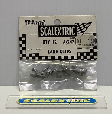 Scalextric Tri-ang 1960's A247 GREY NYLON TRACK LANE BORDER CLIPS x 12  SEALED UK