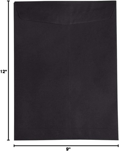 100 Stück schwarze 9 x 12 gummierte Umschläge mit glatter Oberfläche zum Organisieren - Bild 6 von 6