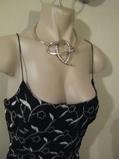 053 Long Black Dress with Cream Embroidered Flowers from Debut @ Debenham