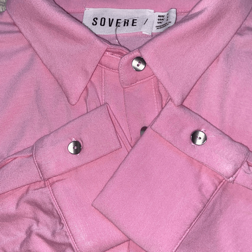 SOVERE NWT The Entity Mini Dress in Musk Pink Oversized Bodice/ Bodycon Skirt S - Picture 5 of 11