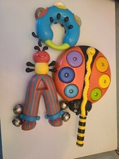 3 Vintage Parents Battat Child Tambourine, Jingle Bell Rattle  Xyclophone