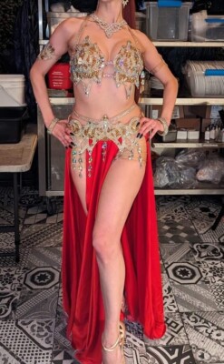 Costume Belly Dance Egypt bra & skirt & accessories orginal handmade