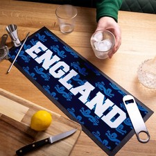 England | Retro Fu&szlig;ball | Bar Runner | Blau L&ouml;wen Wiederholung
