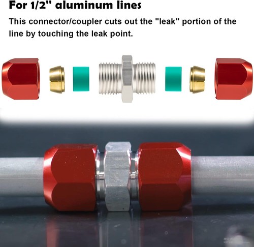 800-642 1/2'' Aluminum Line Splice Repair Kit Works for A/C, coolant Etc - Picture 3 of 8