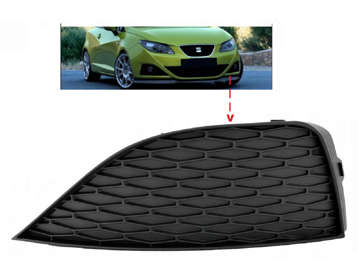 Grille de pare-choc avant gauche noire avec prise d'air pour SEAT IBIZA IV 6J