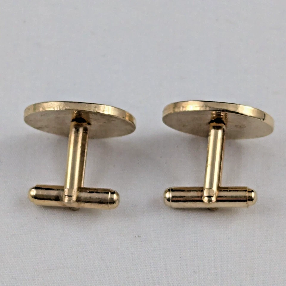 Gemelos vintage ovalados tono dorado negro y cristal sin marca Foto 4 de 4