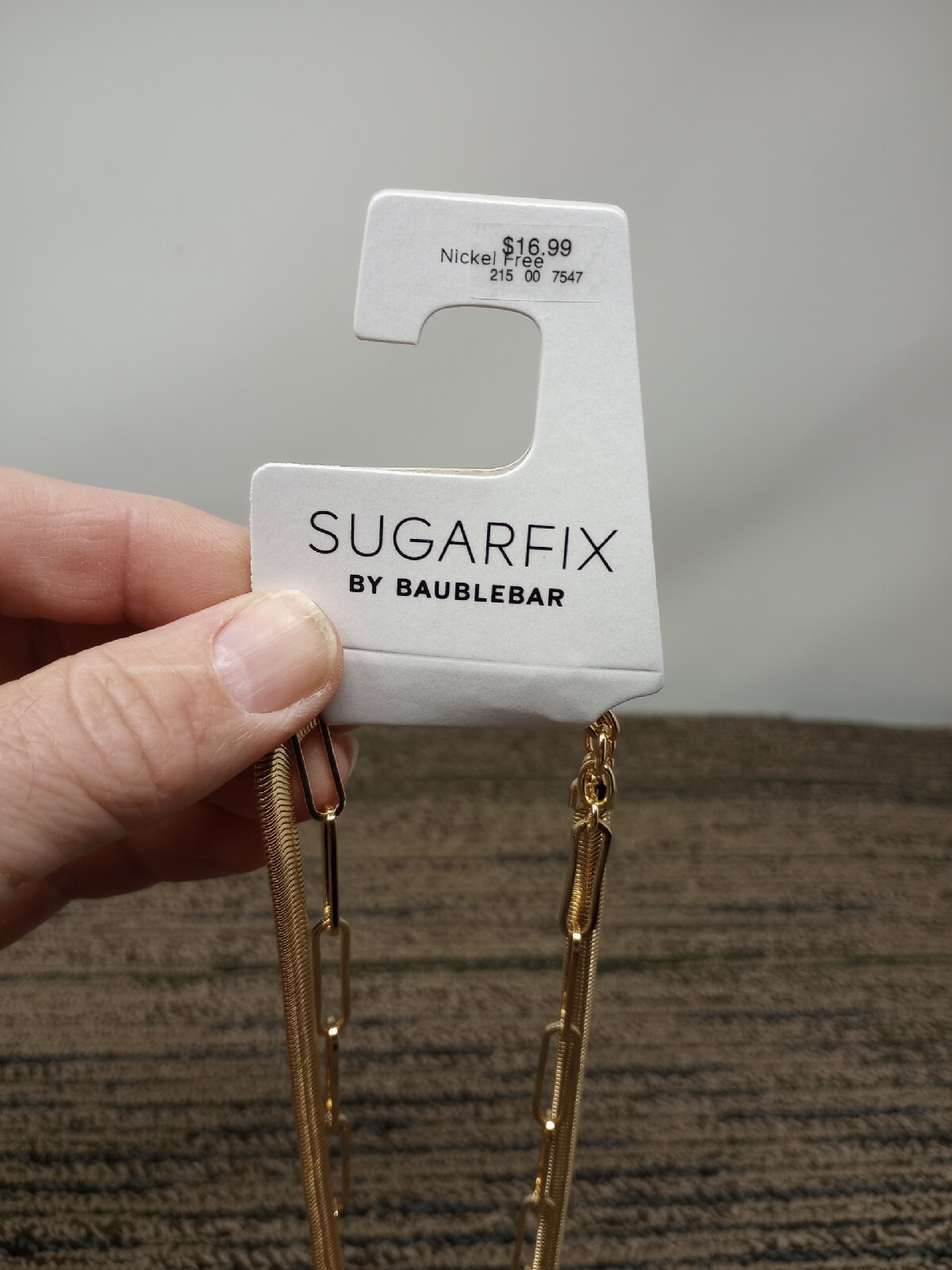 Sugarfix by BaubleBar Modern  Statement Double Necklace  Set Gold Color New