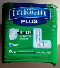 Large Briefs Adult Diapers Incontinence Pack 20 New Medline Fit Right Plus