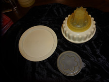 große Puddingform mit 2 Aufsätzen und Teller, Tupperware, Retro, kaum gebraucht