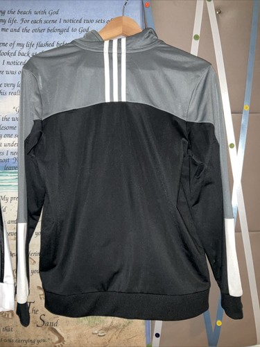 2 Adidas Track Jackets White / Black Full Zip Size 14/16 - Picture 7 of 7