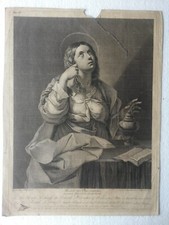 Incisione 1753 Santa Maria Maddalena Antica Guido RENI Sir Robert Strange