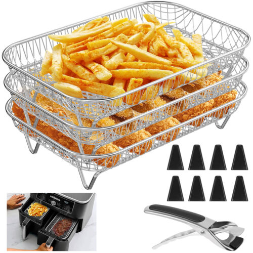 12Pcs Air Fryer Accessories 3 Layer Air Fryer Rack Stacking Air Fryer lixQZ~` - Picture 12 of 12