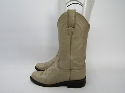 Justin Womens Size B Beige Leather Cowboy Western Roper