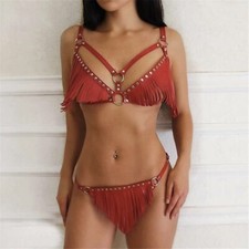 Hot Red Wet Look Lingerie Leather Bustier and Panty Set Sexy Shiny BDSM Erotic