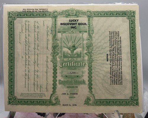 Lucky Discovery Gold, Inc. - acciones mineras 1934 - Imagen 4 de 4