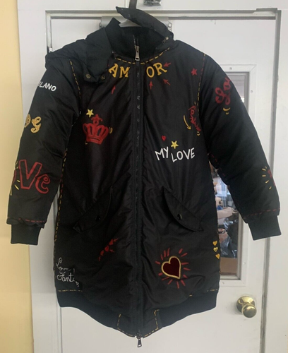 DOLCE & GABBANA KIDS GIRL COATS HOODED DESIGNADO COM AMORE E FANTASIA SIZE 9/10 - Picture 2 of 7