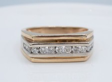 10KT Yellow Gold Men's 2-Tone .61cttw Natural Diamond Channel Set Wedding Band