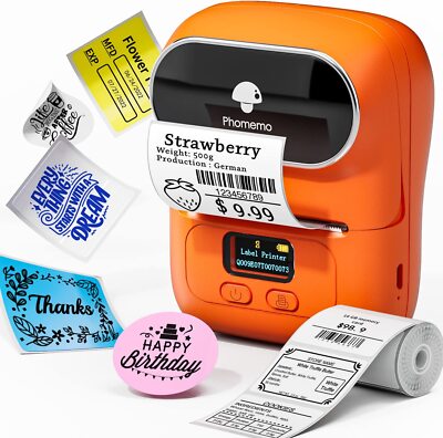 Phomemo M110 Bluetooth Thermo EtikettendruckerQuittung Barcode Aufkleber Set DHL