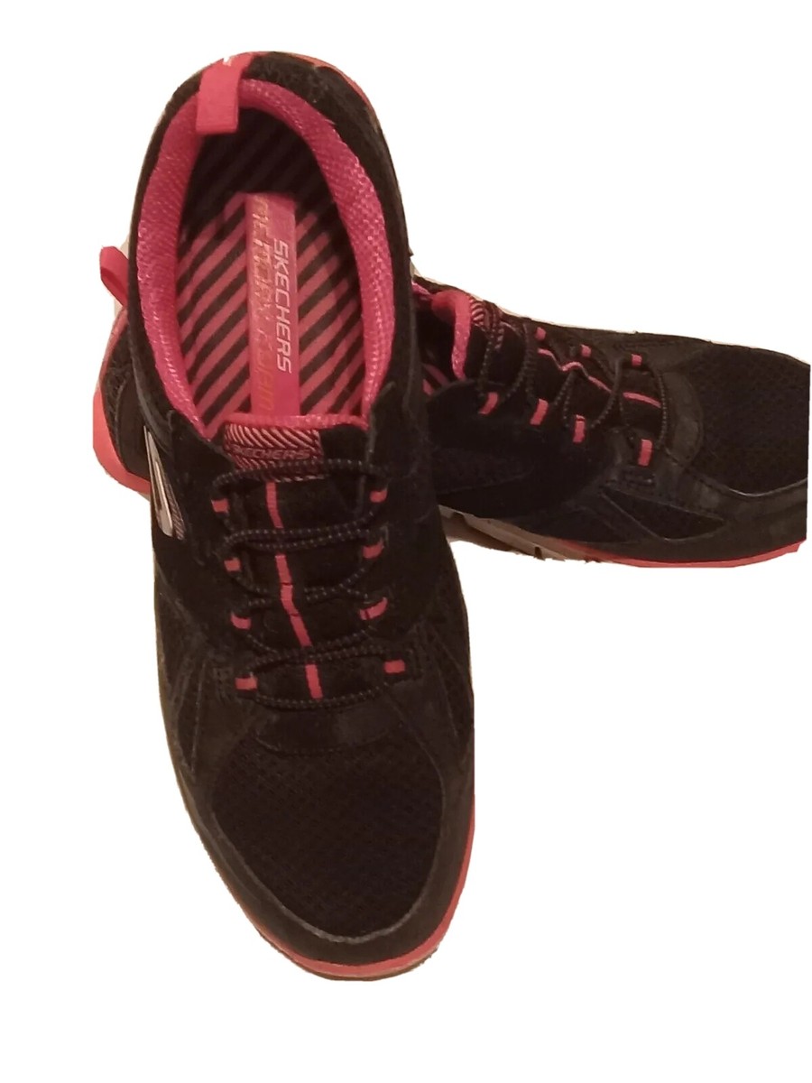 Sketchers Dual Lite Low Trainers Pink Black Memory Foam Womens Size