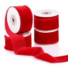 4 Velvet Ribbon Rolls 24Yds Frayed Silk for Wedding Baby Shower DIY Crafts