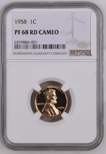 1958 Lincoln Cent NGC PF68 Cameo Red Spotless PR68 Cameo RD