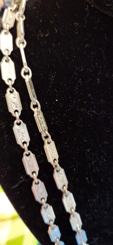 Collana vintage maglia decorata tono argento 48 pollici - Foto 3 di 5