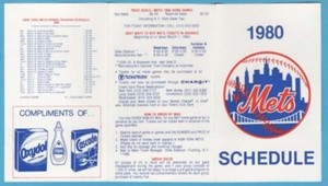 MLB BASEBALL 1980 NEW YORK METS pocket schedule DAWN OXYDOL CASCADE