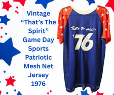 Vintage "THAT'S THE SPIRIT" Game Day Sports Patriotic Mesh Net Jersey-1976