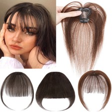 Clip in Bangs 100 Real Remy Human Hair Thick Air 3D Wispy Fringe Bang Extension