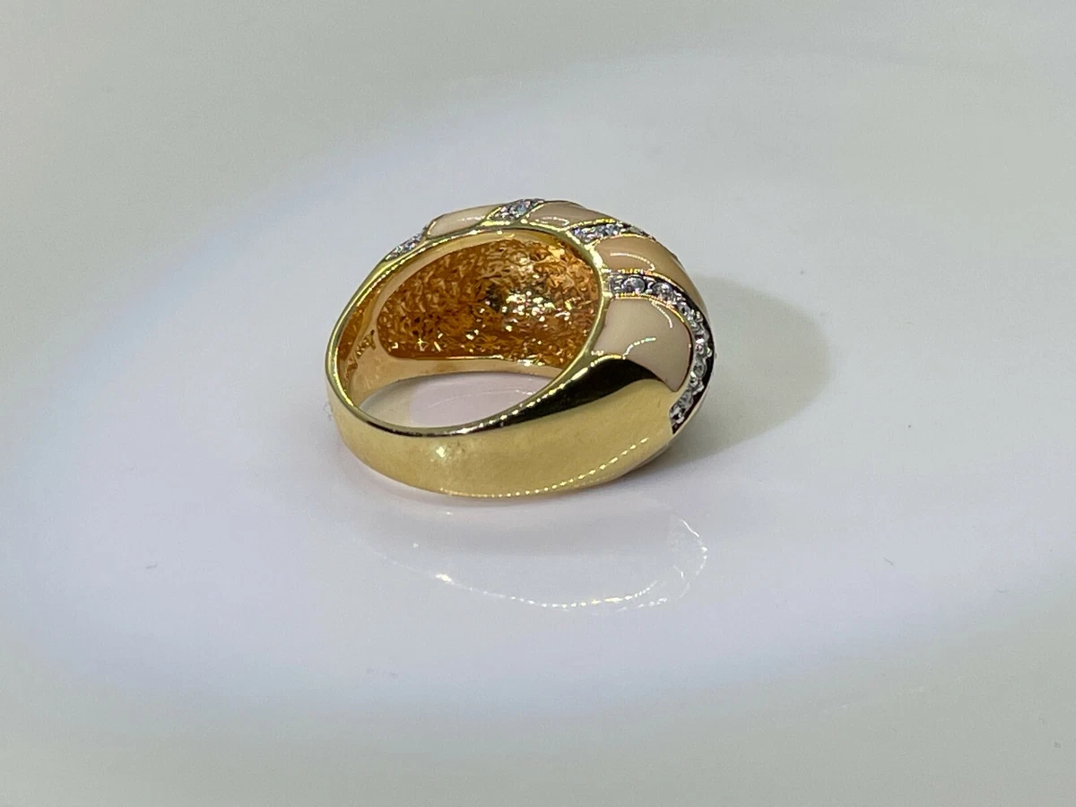 Vintage Joan Rivers Rhinestone Beige Enamel Ring eBay