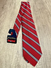 Brooks Brothers Tie Red White & Blue Striped Tie 100% Silk Men's Necktie 58"
