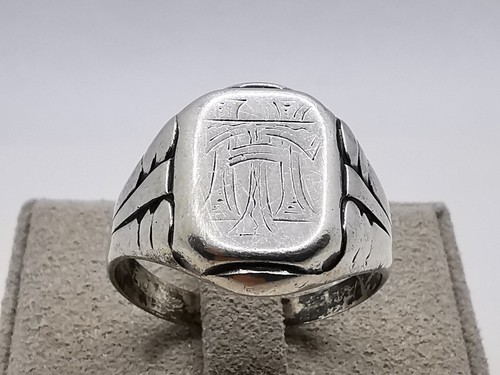 Siegelring Silber 800 Jugendstil Antik Initialen Monogramm "HT" Herrenring - Bild 10 von 11