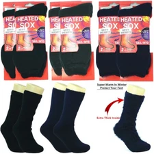3-12 Pairs Lot Mens Heated SOX Extra Thick Winter Heavy Duty Warm Thermal Socks