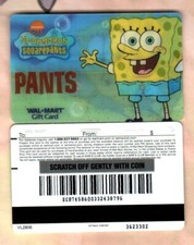 WALMART SpongeBob, Ripped Pants ( 2006 ) Lenticular Gift Card ( $0 ) V2
