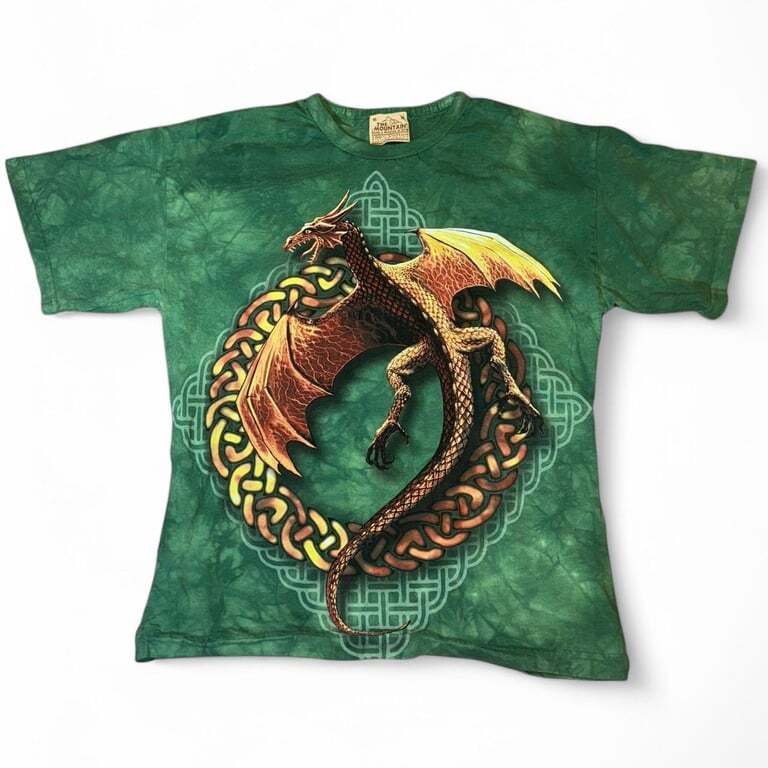 ALTRA T shirt The Mountain verde drago arancione stampa grafica vintage y2k taglia M